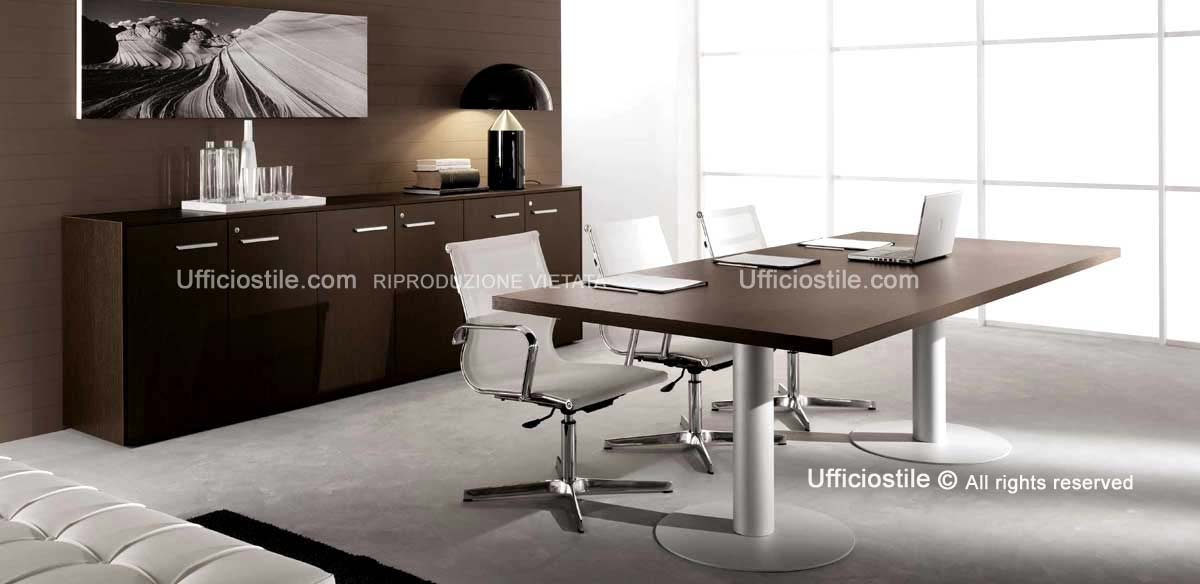 Tavolo riunioni base metallo e libreria comp. 44