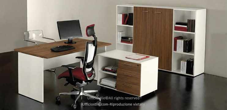 Scrivania mobile servizio e libreria Comp. C