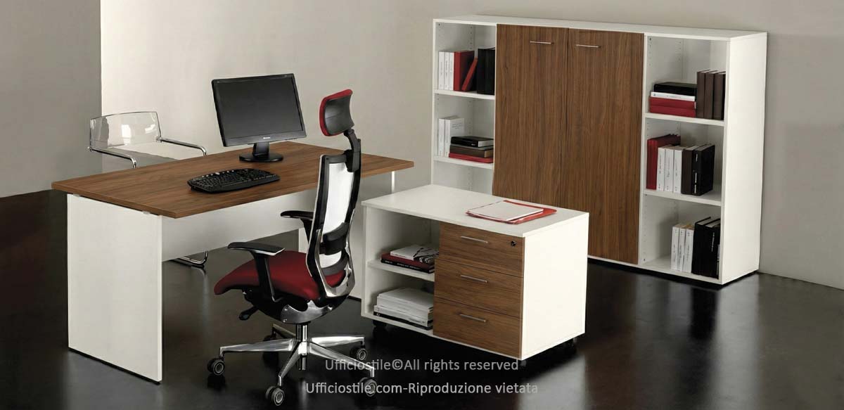 Scrivania mobile servizio e libreria Comp. C