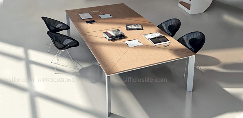 Tavolo riunioni con 02 top access cm. 320 x 160