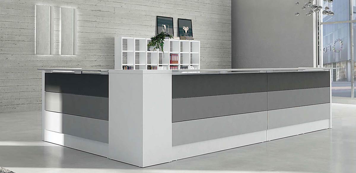 Bancone Reception Moderno Con Cassetti - 100/120/140 Cm - Per Ufficio, Hotel, Negozi - Foto 9