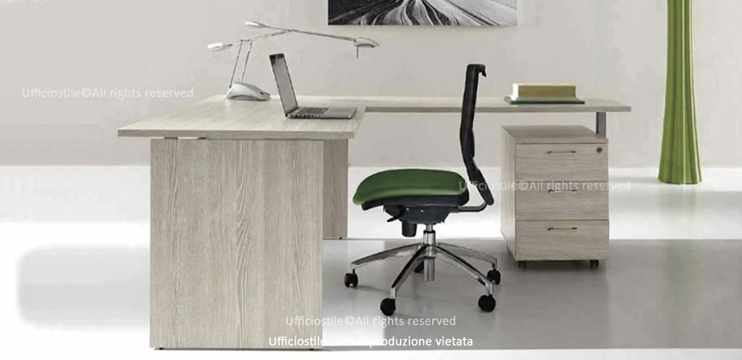 Scrivania cm. 160 con allungo e cassettiera