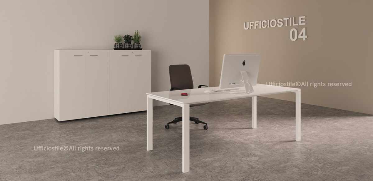 Scrivania cm.180 vetro e librerie medie