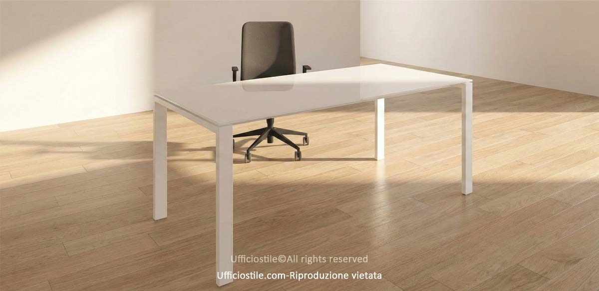 Scrivania cm.160 piano vetro