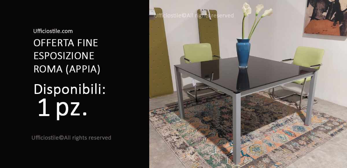 Tavolo riunioni quadrato piano in vetro Moka FINE EXPO