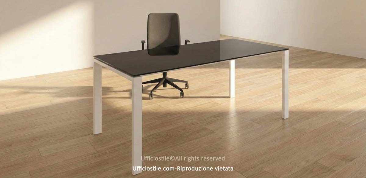 Scrivania cm.180 piano vetro