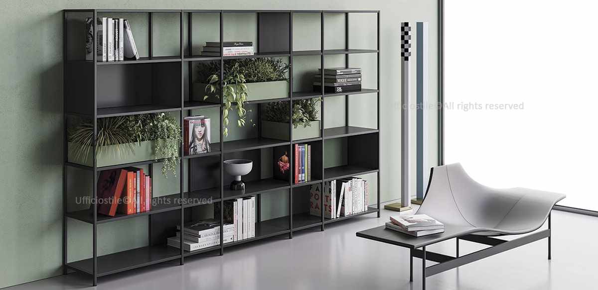 Libreria modulare con vani a giorno