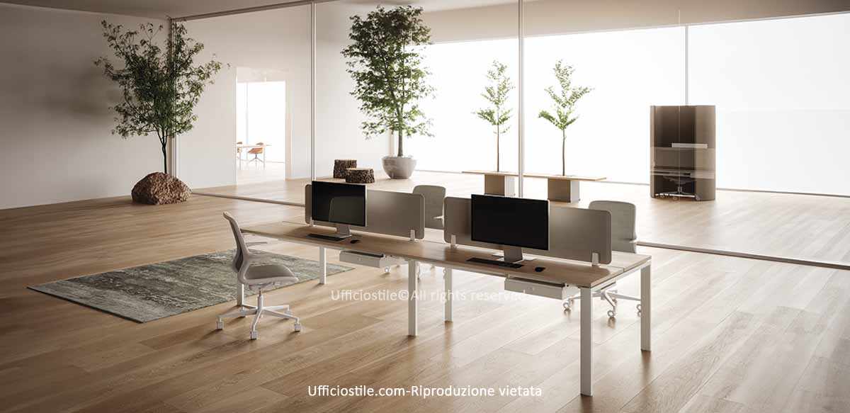 Bench 04 posti con cassetti e screen