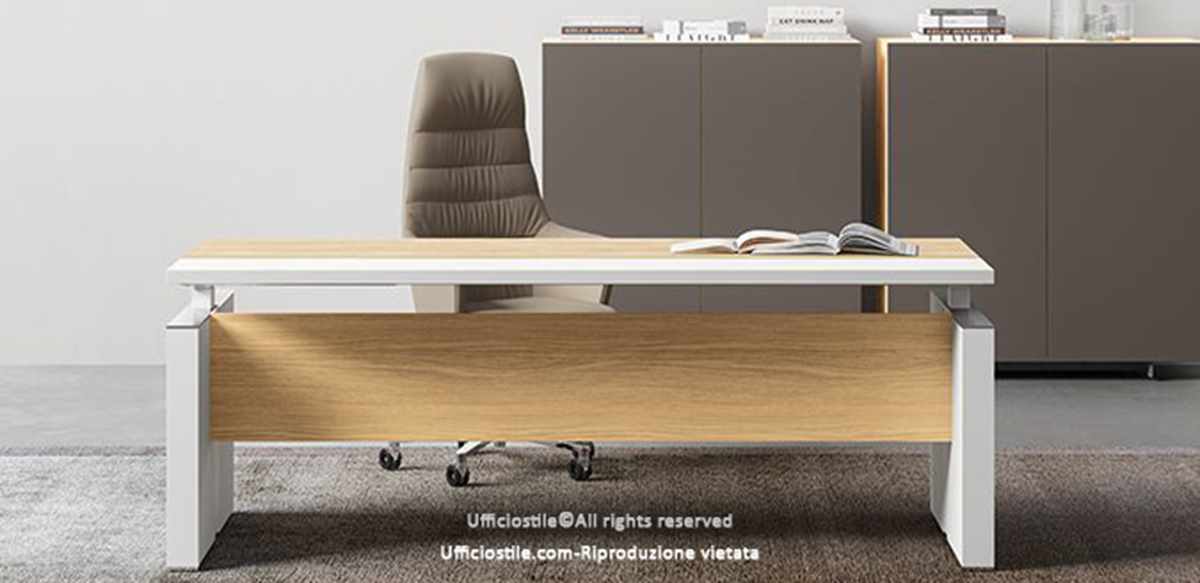 Desk, service mobile unit, and bookcase.