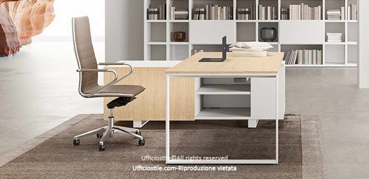 Scrivania con mobile di servizio cm.180