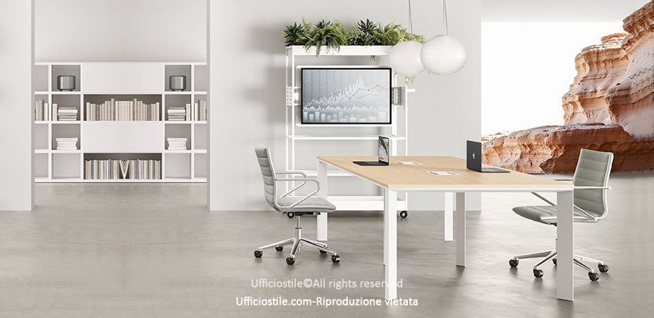 Tavolo riunioni con mobile wall