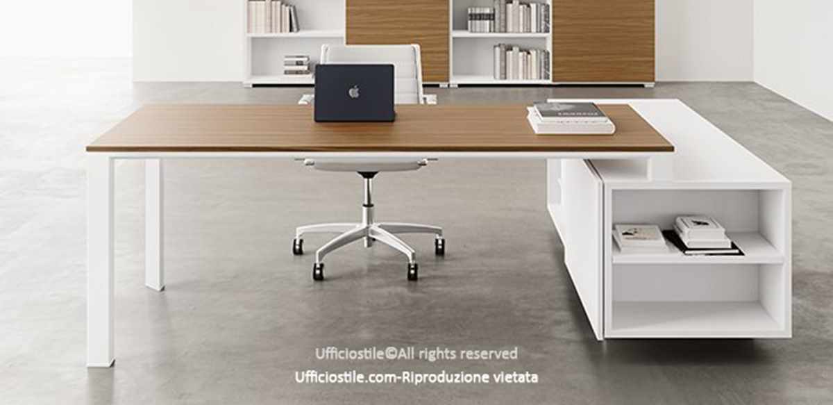 Scrivania cm. 200 con mobile portante
