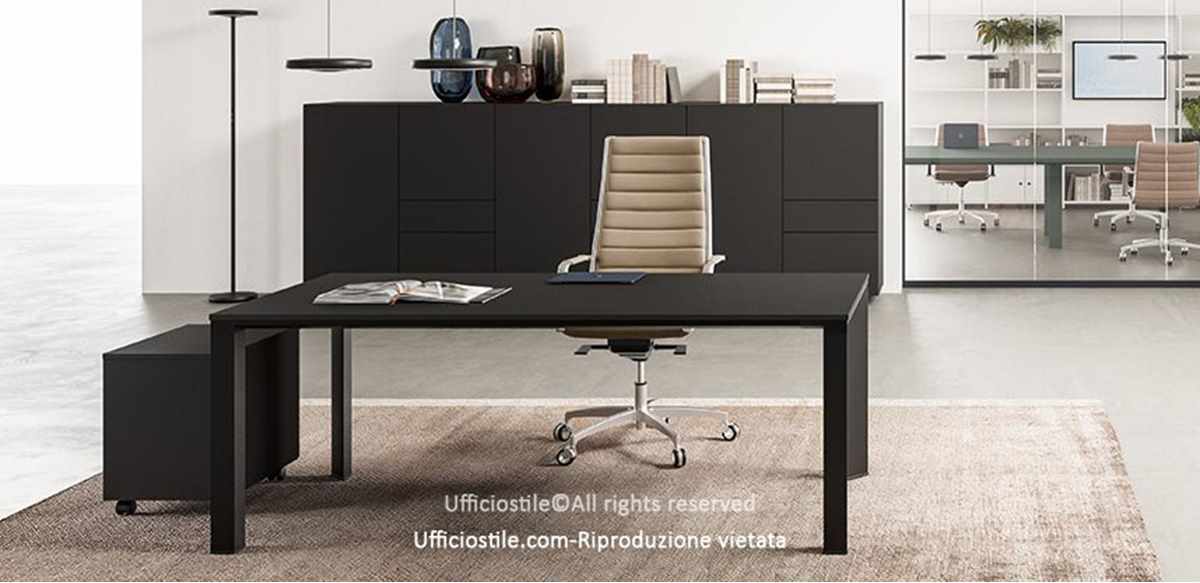 Double executive workstation with chest of drawers