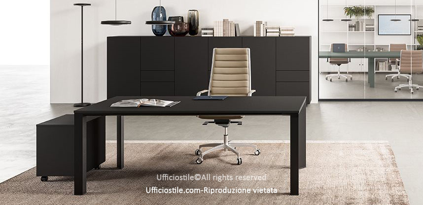 Double executive workstation with chest of drawers
