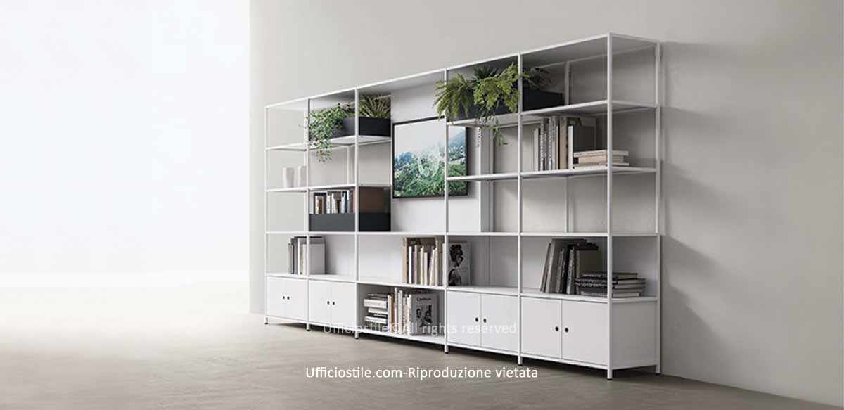 Libreria modulare con ante battenti e porta tv