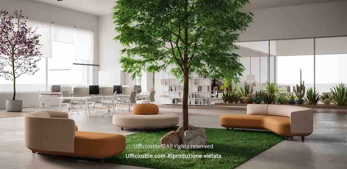 Divanetti, pouf e alberi per area lounge