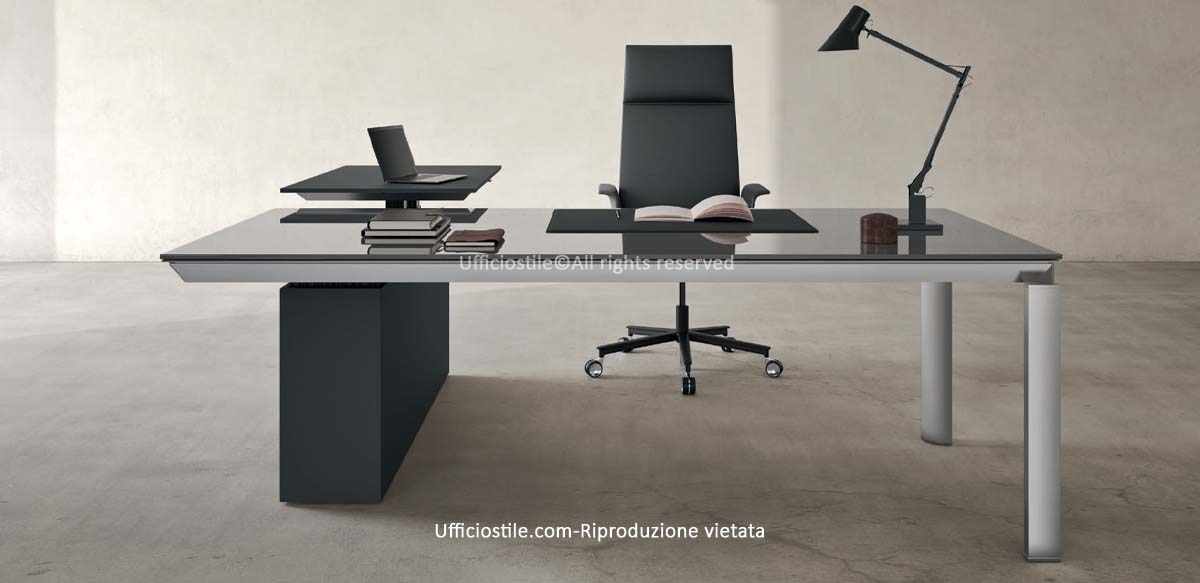 Glass design desk and service cabinet