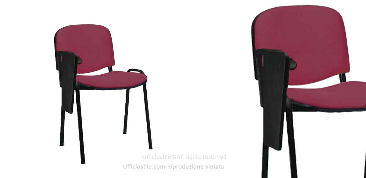 Sedia fissa in tessuto con scrittoio