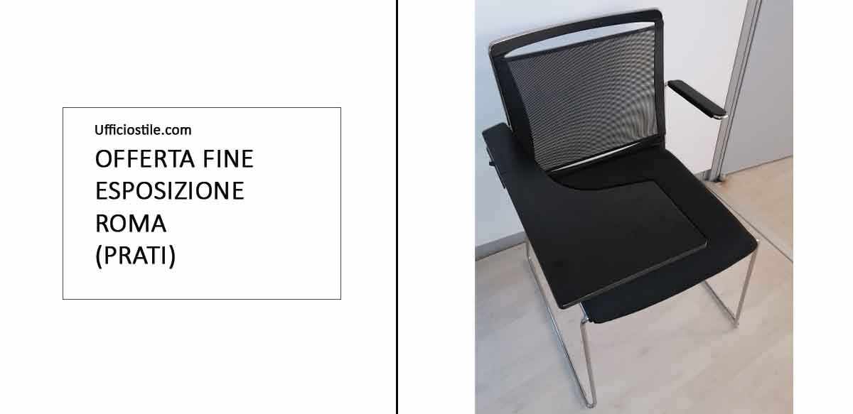 Sedia fissa con braccioli e tavoletta