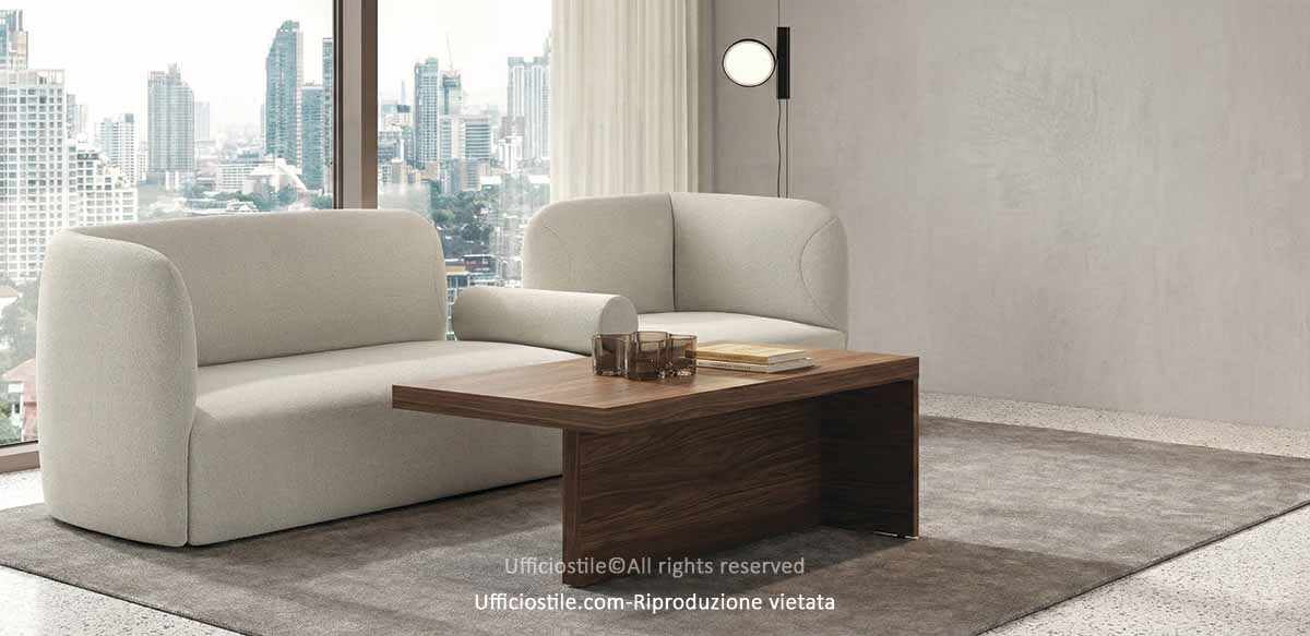 Tavolino caffè Mux con piano rettangolare in legno