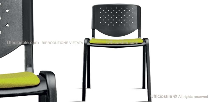 Leg fixed chair with polypropylene backrest and fabric seat