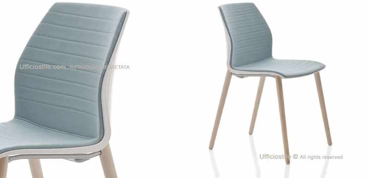 Malea fixed chair with flame-retardant fabric and linear stitching