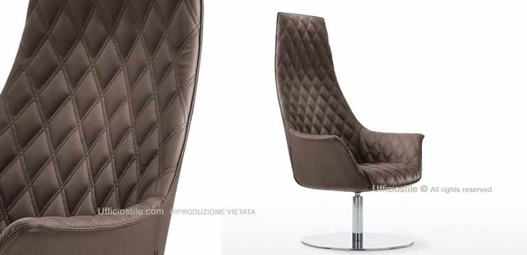  Kim diamond-patterned armchair with chrome base