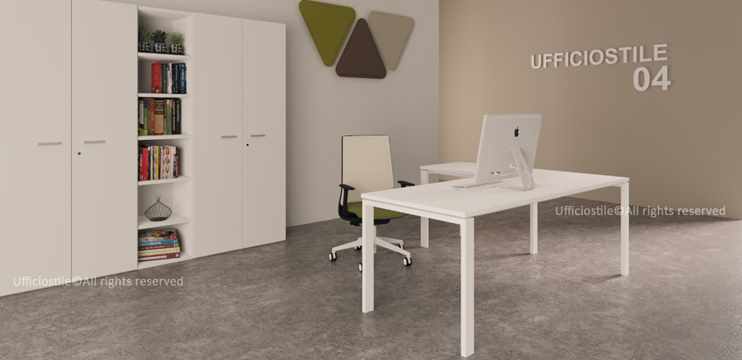 Scrivania cm.180 con allungo e libreria alta