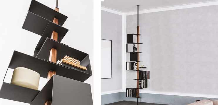 Ceiling bookcase with Fine Expo wooden structure