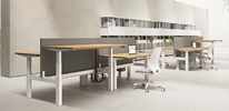 4-User Height-Adjustable Bench Desk with Front Panels