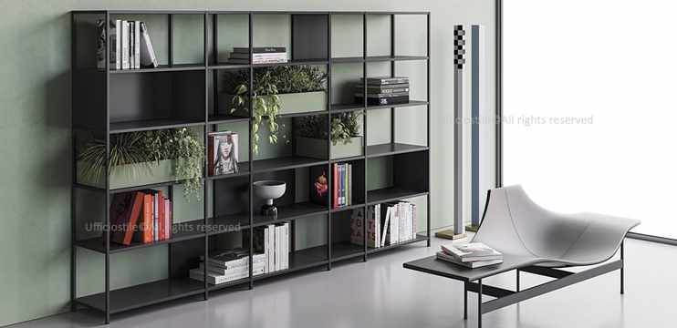 Libreria modulare con vani a giorno