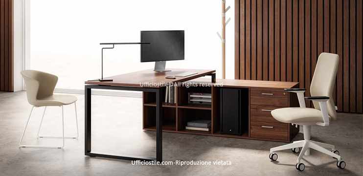 Scrivania ad anello cm.180 con mobile di servizio