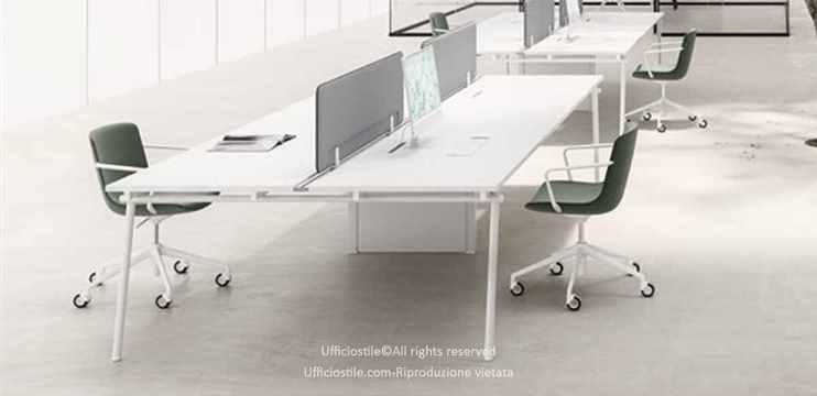Bench 04 posti con frontal panel in tessuto