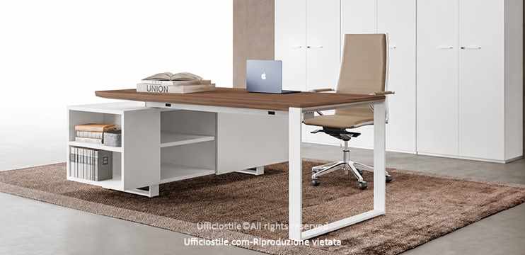 Glass desk with service unit
