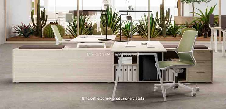 Doppia postazione struttura inclinata con mobile portante