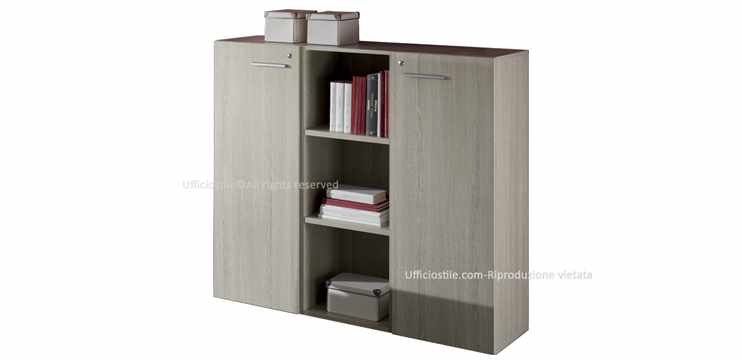 Libreria media 01 vano a giorno e 02 ante