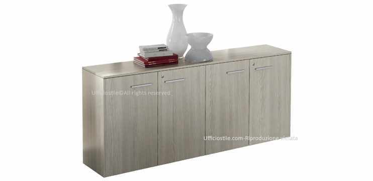 Libreria bassa ufficio  04 ante  cm.180x45 Rovere
