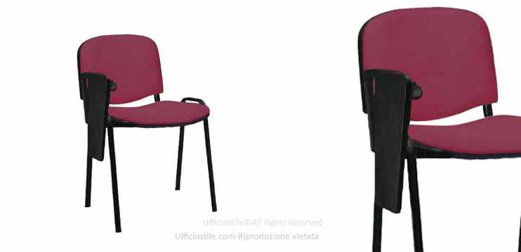 Sedia fissa in tessuto con scrittoio
