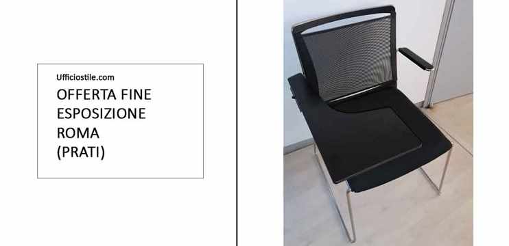 Sedia fissa con braccioli e tavoletta