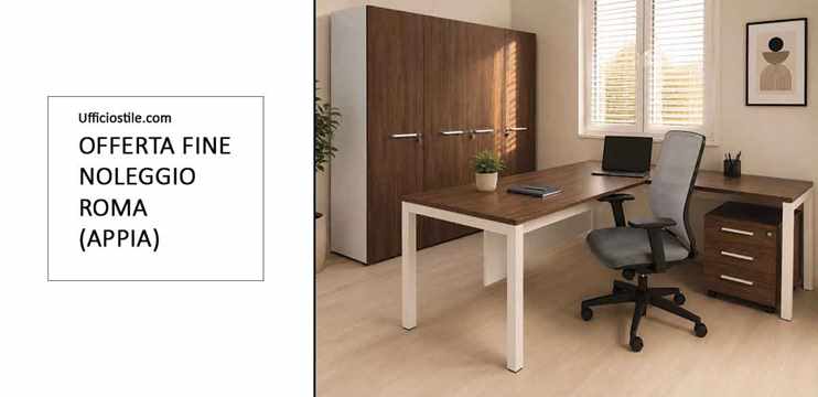 Ufficio operativo completo con scrivania angolare e contenitori – Fine noleggio